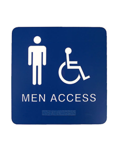 8" x 8" ADA Men's Wheelchair Access Restroom Sign - Rounded Corner