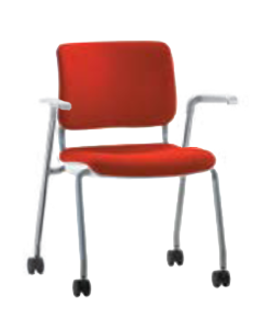 Sitka Chair - Upholstered Seat and Back - with Arms - Carpet Casters