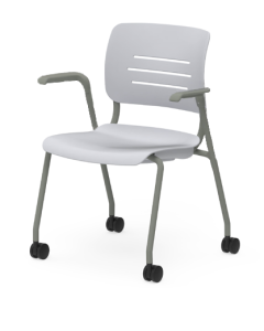 Sitka Chair - Poly Seat and Back - with Arms - Hard Floor Casters