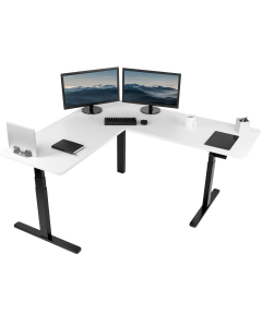 Triple Motor Corner Electric Desk (White Top)