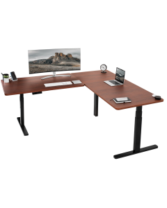 77" x 71" Triple Motor Corner Electric Desk (Dark Walnut)