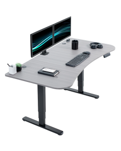 63" x 32" Dual Motor Electric Desk with Push Button Memory Controller (Dark Gray)