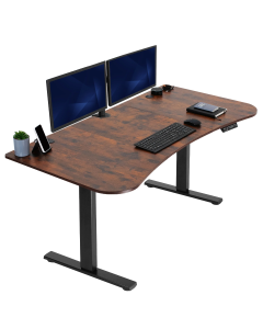 63" x 32" Dual Motor Electric Desk with Push Button Memory Controller (Vintage Brown)