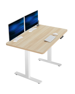 48" x 30" Single Motor Electric Desk with Push Button Memory Controller (Light Wood Top) (White Frame)