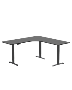 71" x 71" Curved Corner Triple Motor Electric Desk with Push Button Memory (Black)