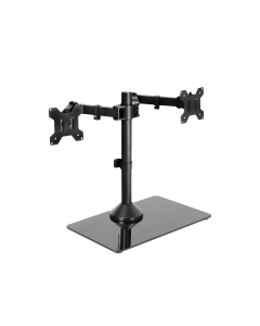 Vivo Dual Monitor Desk Stand with Glass Base - Up to 38" Screens