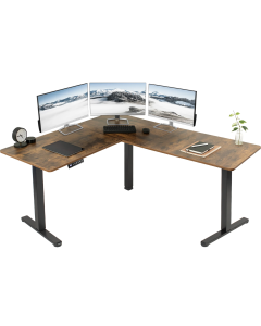 63" x 55" Corner Electric Desk (Vintage Brown)