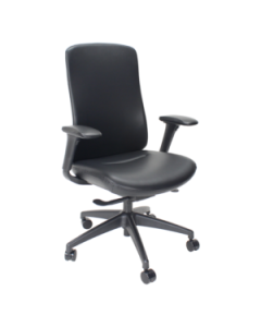 LiDO Series Office Chair PU Upholstery, Black Leather