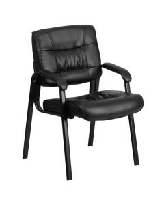 Haeger Black LeatherSoft Executive Side Reception Chair with Black Metal Frame