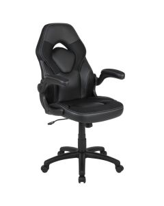X10 Gaming Chair, Racing Style Ergonomic Office Chair, Height Adjustable Swivel Computer Chair with Flip-Up Arms, Black LeatherSoft