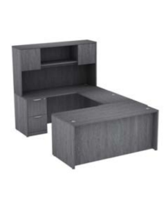 Innovate Series Double Deluxe Pedestal U-Desk with Hutch