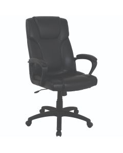 Link Series Executive Big & Tall Office Chair with Padded Arms, Black Leather